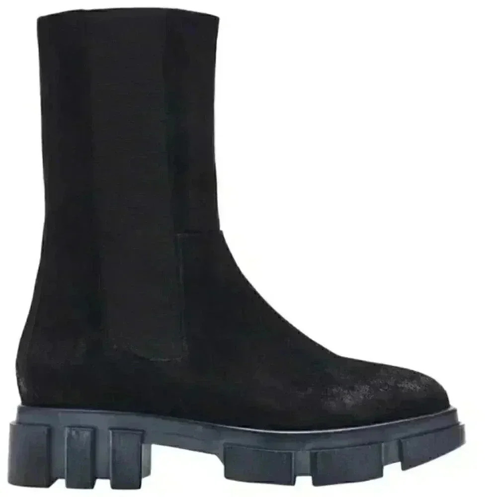 Free People Brooks Midcalf Chelsea Suede Boots, Black - Picture 2 of 4